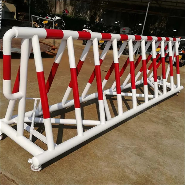 Heavy duty steel barricade of tube painted in color