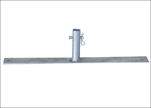Pés planos em aço galvanizado para fixação temporária de barreiras de vedação