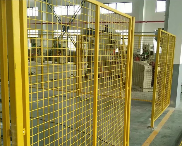 Yellow coated welded mesh temporary fence panel